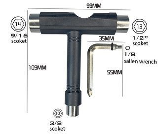 Herramienta forma T multifunción todo en uno skate