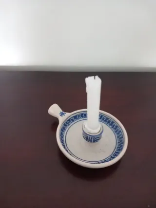 Palmatoria de cerámica azul y blanca
