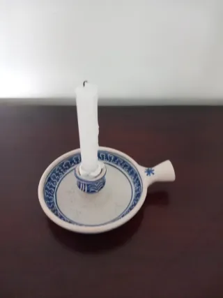 Palmatoria de cerámica azul y blanca