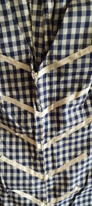 Vestido vintage cuadros azul y blanco