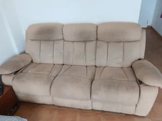 Sofá de tela beige 3 plazas
