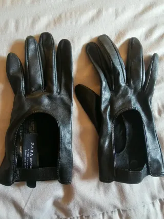 Guantes de piel Zara negros