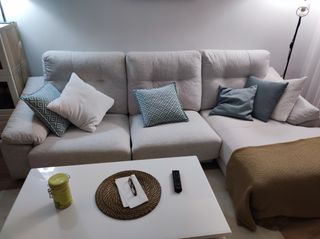 Sofá chaise longue 3 plazas asientos deslizantes