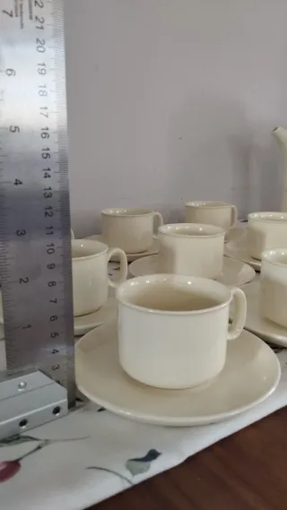 Juego de café porcelana beige