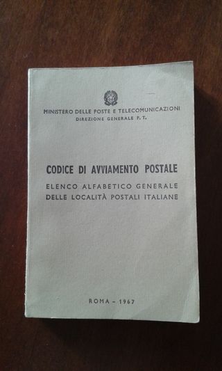 Libro con i Codici di Avviamento Postale del 1967