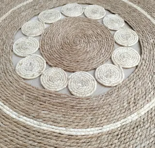 Alfombra Redonda Fibra Natural Estilo Boho-Nórdico