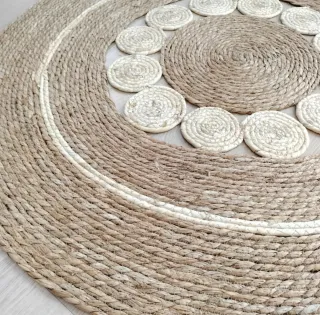 Alfombra Redonda Fibra Natural Estilo Boho-Nórdico
