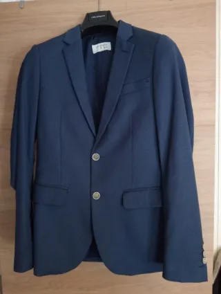 Traje chaqueta y pantalón de hombre, azul.Talla S.