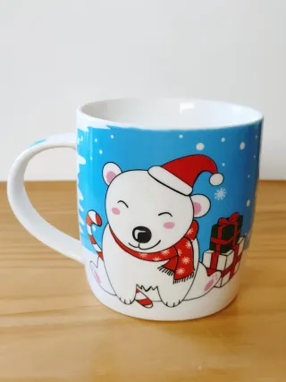 Lote oso polar:peluche+taza cerámica