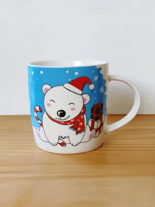 Lote oso polar:peluche+taza cerámica