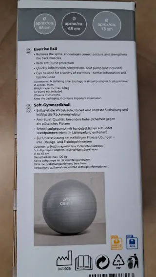 Pelota de Gimnasia CRIVIT Gris