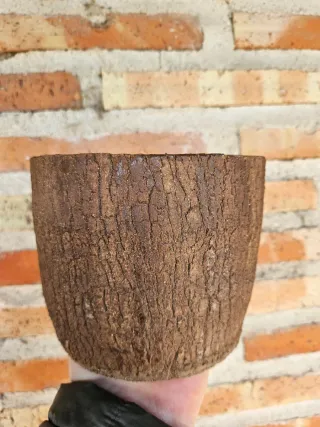 Maceta artesanal cerámica marrón