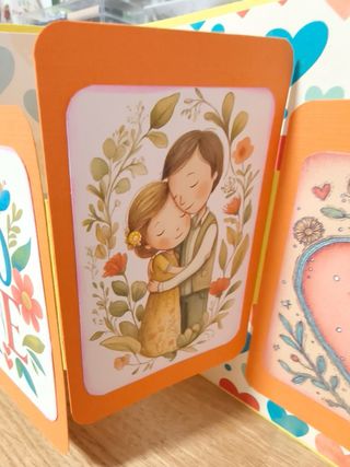 Postal hecha a mano con corazones y camión