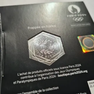 10 EURO PLATA OLIMPIADAS PARIS 2024 Hexagonal