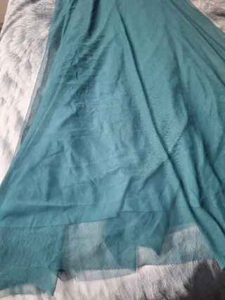 Vestido largo estilo griego verde azulado