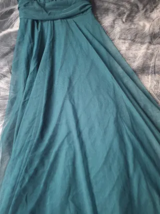 Vestido largo estilo griego verde azulado