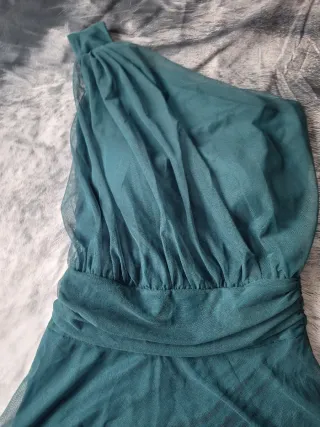 Vestido largo estilo griego verde azulado