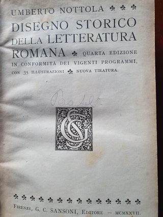 Libro Antico Disegno nella Letteratura Romana 1927