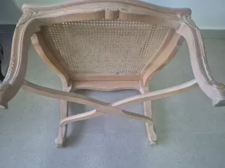 4 Sillas madera y ratán con cojines 85 €/Unidad