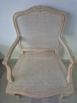 4 Sillas madera y ratán con cojines 85 €/Unidad