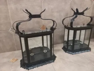 2 Farolillos de Metal y Cristal