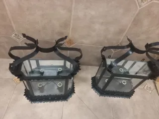 2 Farolillos de Metal y Cristal
