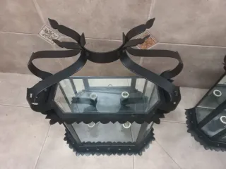 2 Farolillos de Metal y Cristal