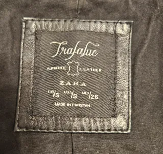 Cazadora Biker Piel Natural TRF Talla S Negra