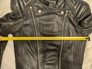 Cazadora Biker Piel Natural TRF Talla S Negra