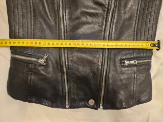 Cazadora Biker Piel Natural TRF Talla S Negra