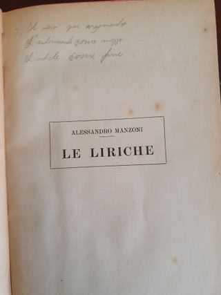 Libro Antico 1926 Le Liriche di Alessandro Manzoni
