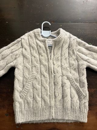 Chaqueta Zara Lana Gris T. 9/10 Años