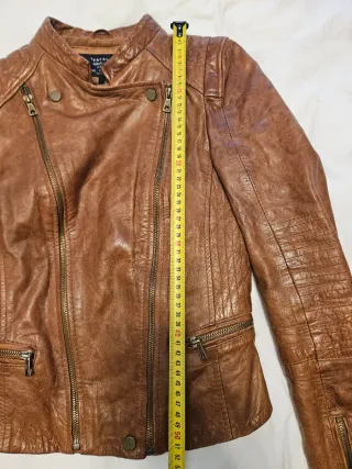 Cazadora Biker Piel Marrón TRF Talla S