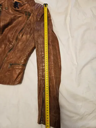 Cazadora Biker Piel Marrón TRF Talla S