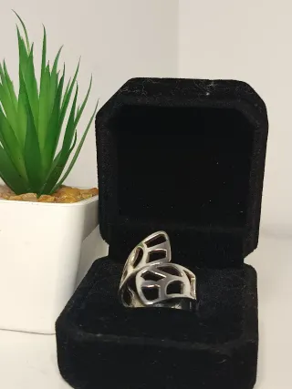 Anillo Plata Ley Ajustable Diseño Moderno