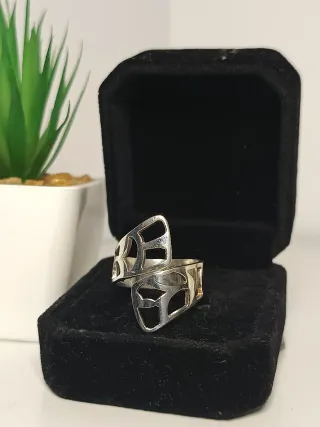 Anillo Plata Ley Ajustable Diseño Moderno