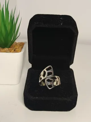 Anillo Plata Ley Ajustable Diseño Moderno