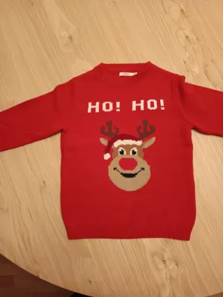Jersey niño reno HO HO HO, talla 7-8