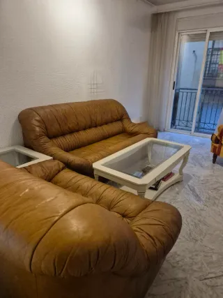 Sofá 3+2 plazas piel marrón