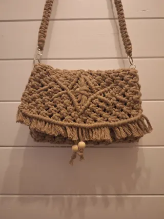 Bolso bandolera macramé marrón