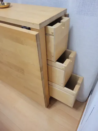 Mesa plegable madera con 6 cajones