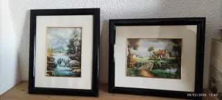 Lote de 9 cuadros con marco