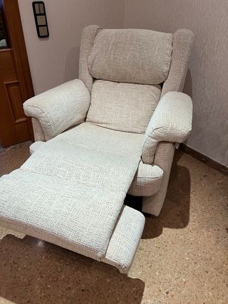 Sofá reclinable 3 plazas + 2 sillones tela beige