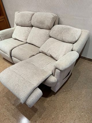 Sofá reclinable 3 plazas + 2 sillones tela beige