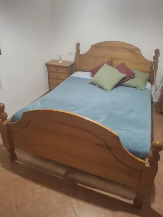 Cama 135cm Madera y Tela
