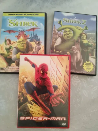 Pack Películas Infantiles DVD Shrek y Spiderman