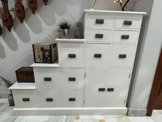 Mueble Escalera Madera Blanco