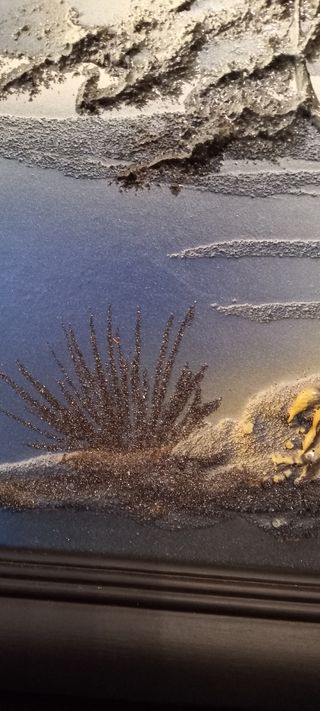 Cuadro puesta de sol con relieve