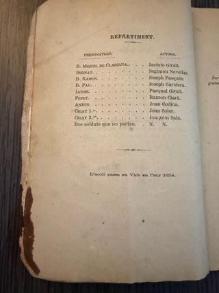 Obra de Teatro 1885, Miguel de Clariana