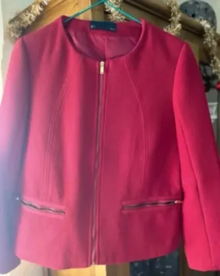 Chaqueta americana rosa con cremallera Talla M
